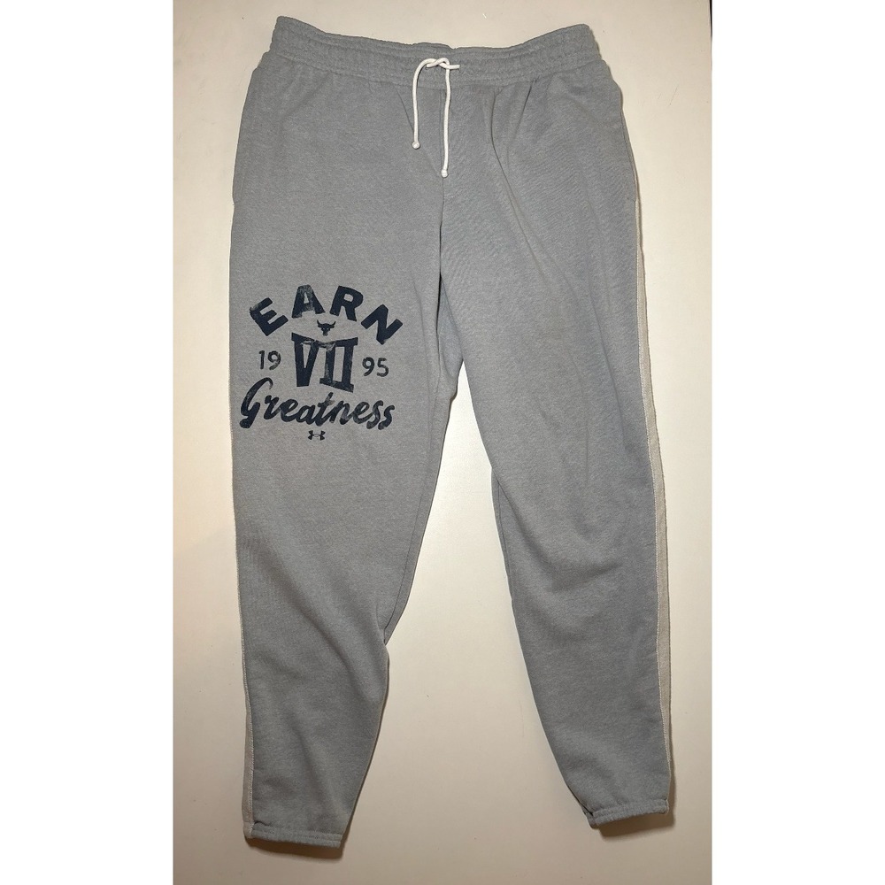 Under Armour Project Rock Sweatpants Men's Terry Gray | XL